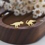 Mismatched Parasaurolophus And T Rex Dinosaur Stud Earrings In Sterling Silver, thumbnail 4 of 11