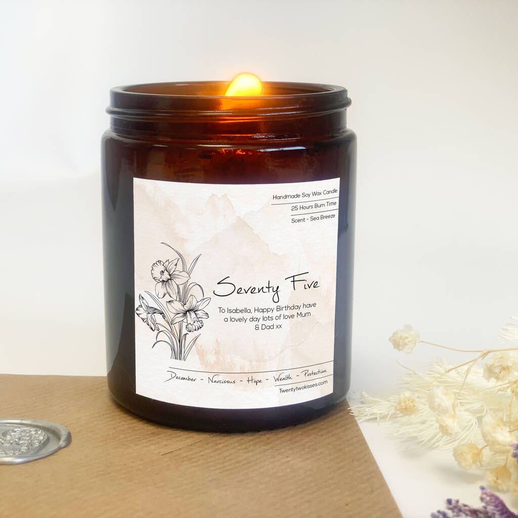 December Birth Flower 75th Candle Gift, 1 of 3
