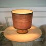 Tall Dark Walnut Table Lamp With A Wooden Light Shade, thumbnail 5 of 11