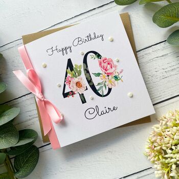 Personalised 40th Birthday Card. Handmade, 4 of 5
