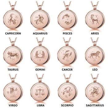 Personalised 18 K Rose Gold Plated Round Zodiac Locket, 5 of 12