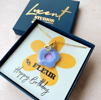 Happy Birthday Initial And Flower Necklace, 8 of 12