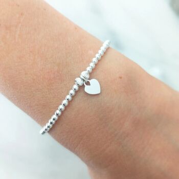 Sterling Silver Prom Night 2025 Heart Stretch Bracelet, 3 of 6
