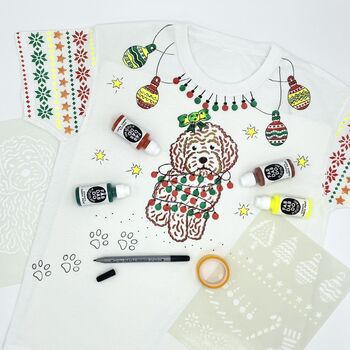 Doodle Poo Christmas Decoration T Shirt Painting Box, 4 of 9