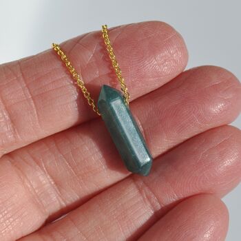 Gold Plated Crystal Double Point Dainty Necklace Rose Quartz, Amethyst, Malachite, Turquoise, 7 of 12