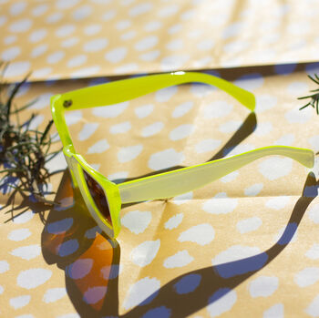 Chunky Bevelled Square Sunglasses In Gloss Yellow White, 4 of 4