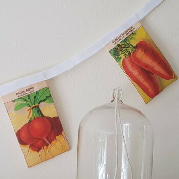 French Vegetable Seed Packet Fabric Bunting, 3 of 9