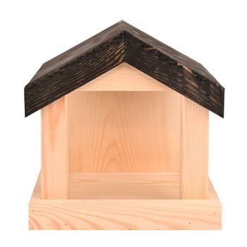 Wall Mounted Wooden Bird Feeding Table With Apex Roof, 6 of 8
