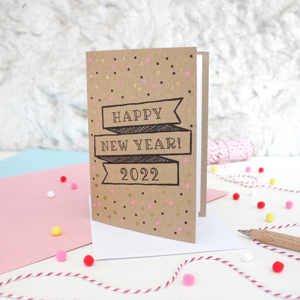 Happy New Year Card With Metallic Gold Dots, 1 of 6
