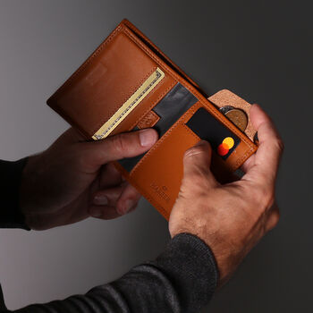 Leather Bifold Wallet With Rfid Protection, 5 of 8