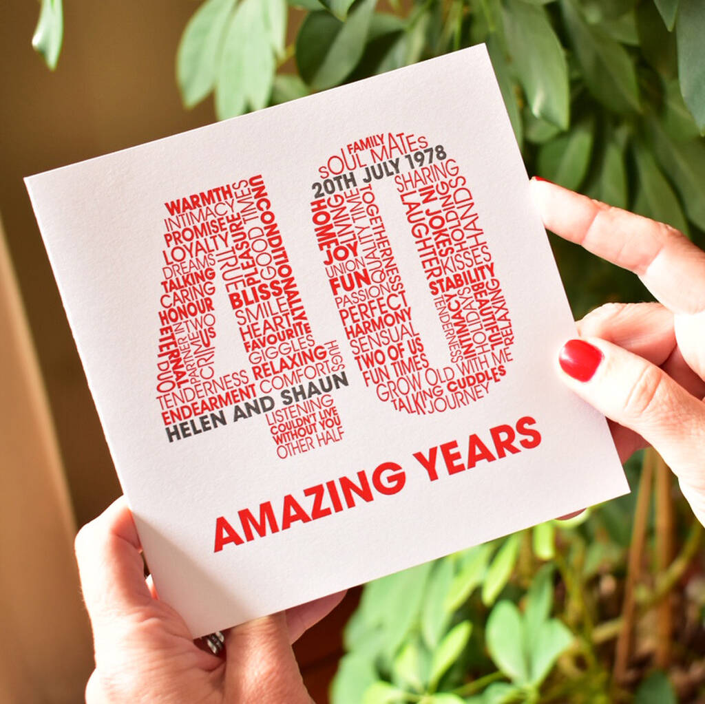 Personalised Ruby 40th Wedding Anniversary Card By mrs L cards |  