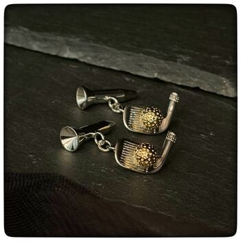 Personalised Two Tone Golf Club And Ball Cufflinks, 3 of 11