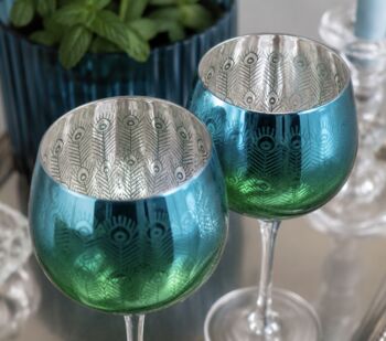 Peacock Blues Electroplated Gin Glass, 5 of 6