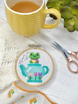 Frog Teapot Mini Cross Stitch Kit, 5 of 6