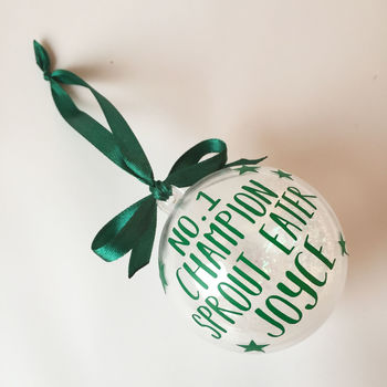 Personalised Number One Sprout Eater Christmas Bauble, 2 of 3