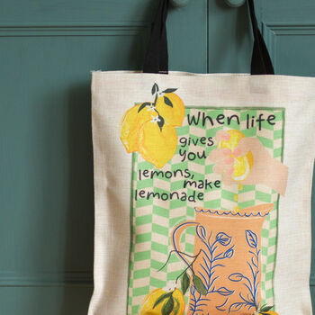 When Life Gives You Lemons Inspirational Tote Bag, 3 of 8