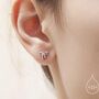 Sterling Silver Ribbon Bow Stud Earrings, Dainty Earrings, thumbnail 1 of 12