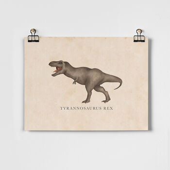 Vintage Tyrannosaurus Rex Dinosaur Children's Art Print, 2 of 4