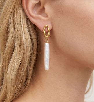 Shinju 18 K Gold Plating Real Pearl Drop Earrings, 5 of 5