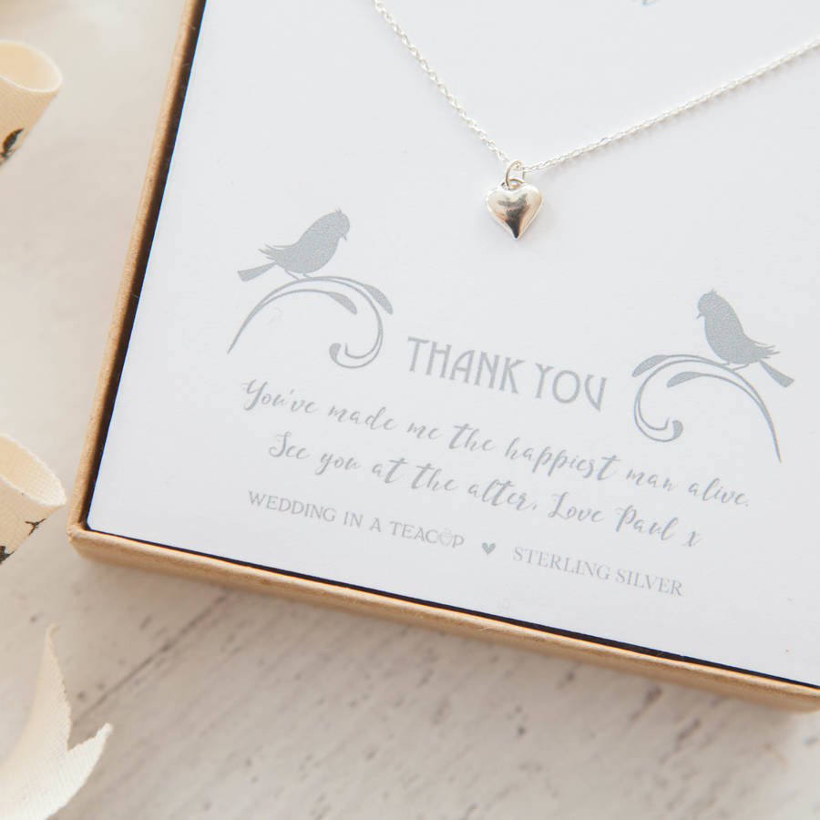 'thank You' Heart Sterling Silver Necklace By Wedding In A ...