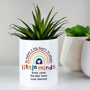 Personalised 'It Takes A Big Heart To Shape Little Minds' Teacher Desk Pen Pot, 3 of 5