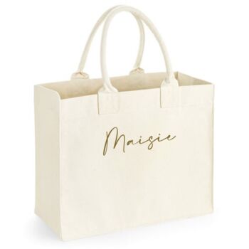 Personalised Square Canvas Large Tote Beach Shoulder Bag, 2 of 5