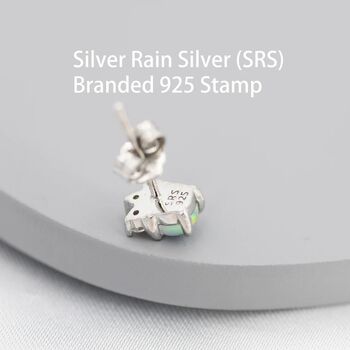 Tiny Opal With Cz Stud Earrings In Sterling Silver, 9 of 11