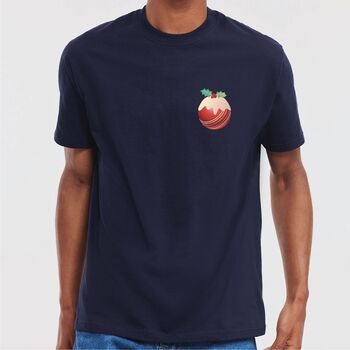 Personalised Cricket Christmas Pudding T Shirt, 2 of 3