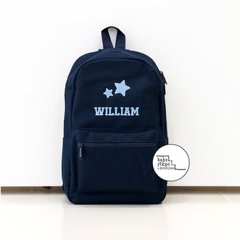 Navy Personalised Name/Initials Unisex Mini Backpack, 3 of 6