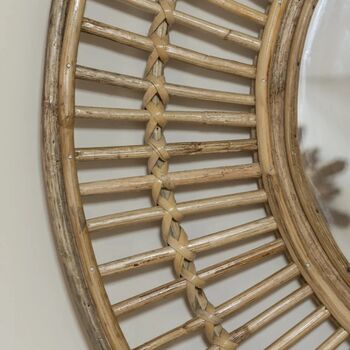 Round Bamboo Cane Wall Mirror, 2 of 3