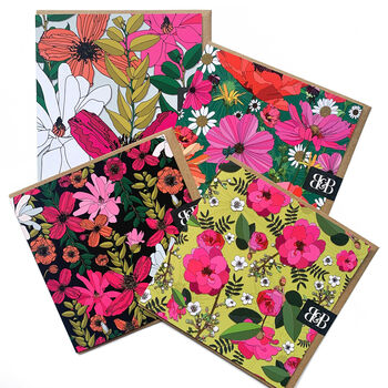 Pack Of Illustrated Floral Patterned Greeting Cards, 2 of 12