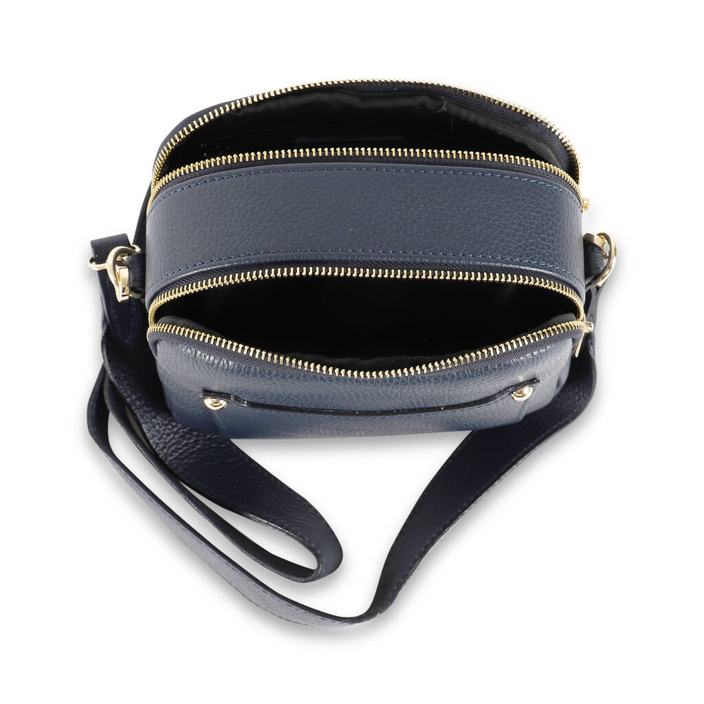 navy blue crossbody bag leather