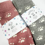 Paw Print Dog Walking Welly Socks With Personalised Label, thumbnail 3 of 7