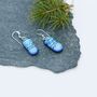 Blue Dichroic Glass Sterling Silver Drop Earrings, thumbnail 6 of 12