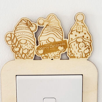 Personalised Wooden Gonk Light Switch Surround Childrens Bedroom, 4 of 5