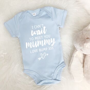 I Can't Wait To Meet You Love Bump Babygrow, 2 of 7