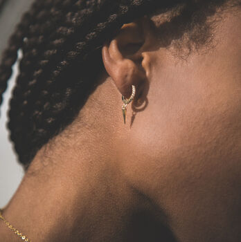 Axel Spike Drop Huggie Hoop Earrings | 14 K Gold Plated, 4 of 6