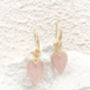 Rose Quartz Heart Gemstone Earrings Real 18k Gold Plated Christmas Gift Present, thumbnail 2 of 4