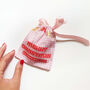 Pink And Red Retro Christmas Reusable Gift Pouch, thumbnail 2 of 7