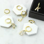 Gold Plated 925 Silver Crystal Initial Hoop Earrings, thumbnail 1 of 12