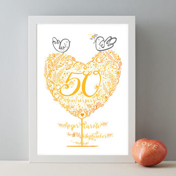 50th Golden Wedding Anniversary Gift Print, 2 of 5
