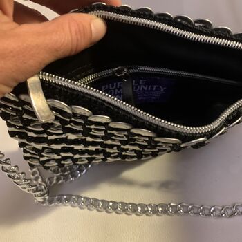 Upcycled Eco Fashion Shiny Crochet Ring Pulls Bag, 7 of 12