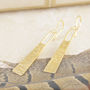 Roman Textured Statement Gold Plated Drop Earrings, thumbnail 3 of 5