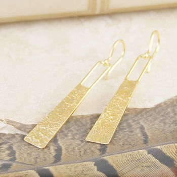 Roman Textured Statement Gold Plated Drop Earrings, 3 of 5