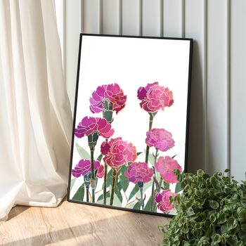 Custom January Birth Flower Carnations Art Print, 6 of 6