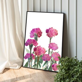 Custom January Birth Flower Carnations Art Print, 5 of 6