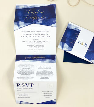Navy And Gold Grace Concertina Wedding Invitations, 2 of 3