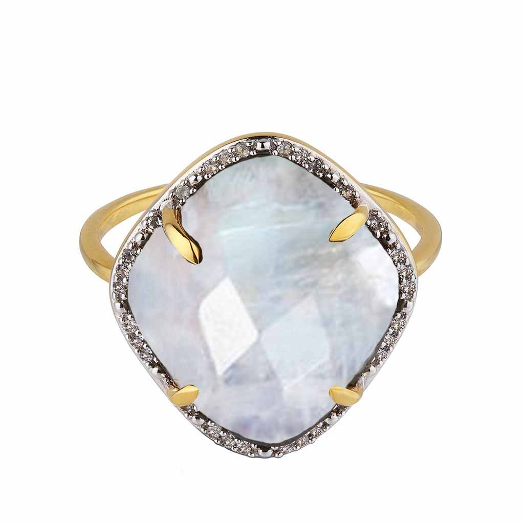 14k gold vermeil statement gemstone and diamond ring by carrie