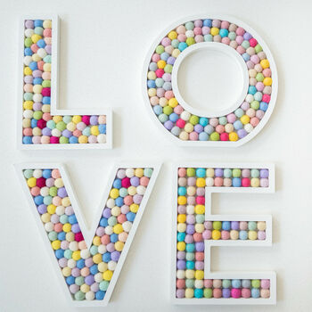 Felt Pom Pom Ball Filled Wooden 'Love' Sign, 2 of 10