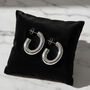 Women's Thick Silver Oval Hoop Earrings, thumbnail 2 of 6